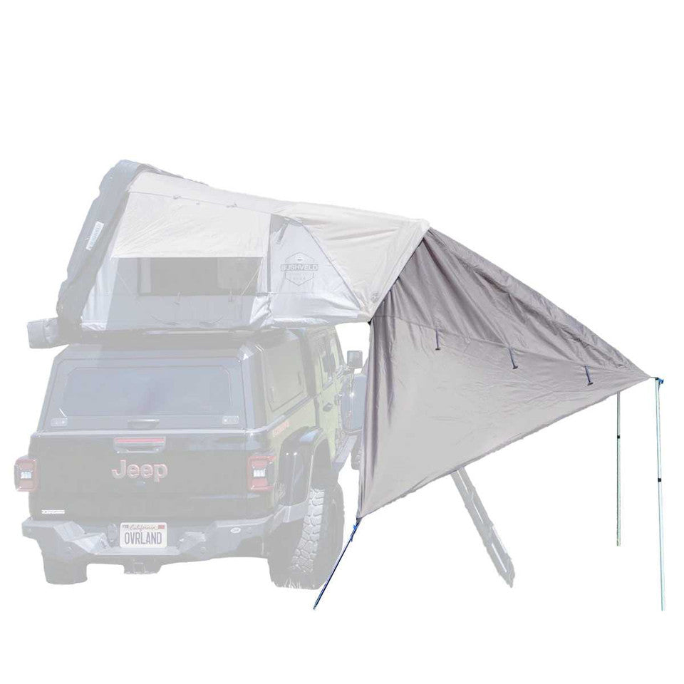 Overland Vehicle Systems Bushveld Hard Shell Roof Top Tent Awning For 4 Person Roof Top Tent