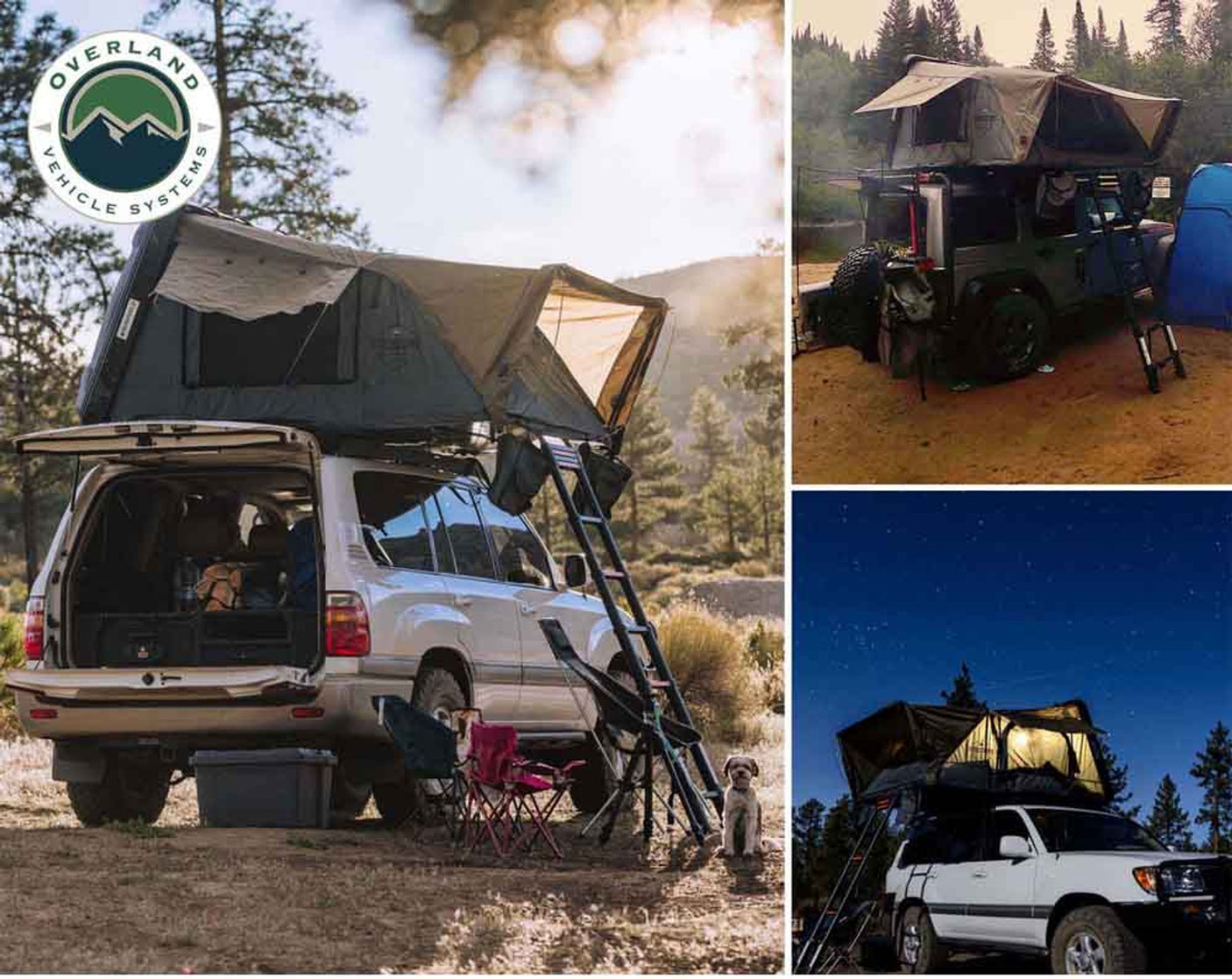 Overland Vehicle Systems HD Bushveld II Cantilever Hard Shell Roof Top Tent Grey Body & Tan Rainfly