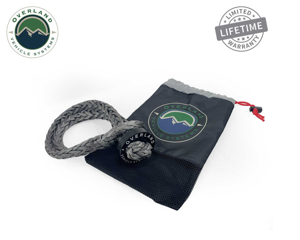 Overland Vehicle Systems Combo Pack Soft Shackle 7/16" 41,000 lb. With Collar and Recovery Ring 2.5" 10,000 lb. Red