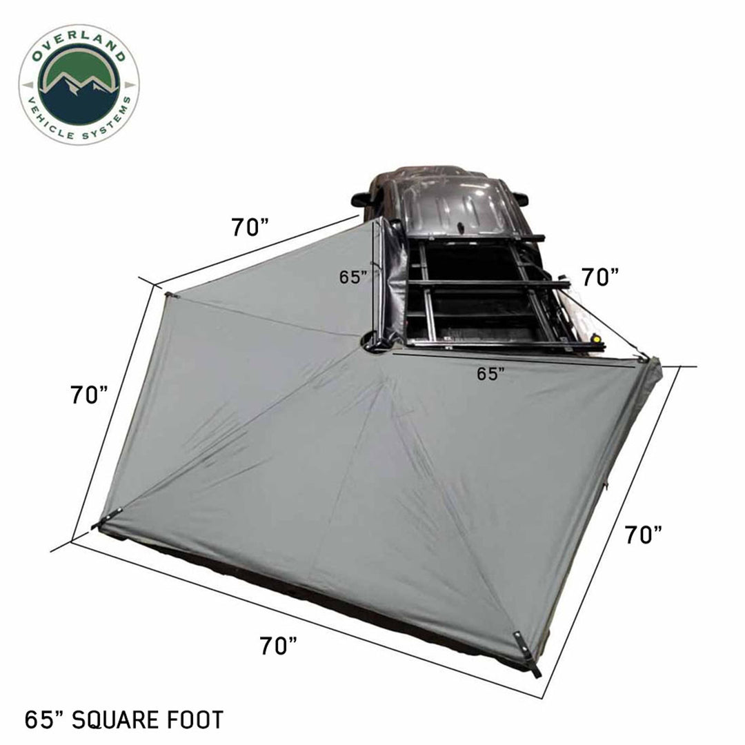 Overland vehicle Systems HD Nomadic 270 LTE Awning - Driver Side - Dark Gray with Black Travel Cover