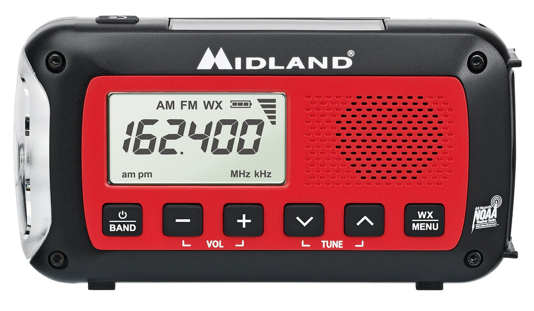 Midland ER40 emergency hand crank NOAA weather alert radio with flashlight