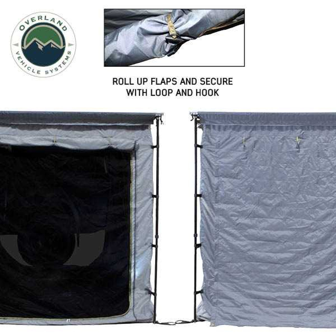 Overland Vehicle Systems HD Nomadic Awning Room Enclosure, Grey Body, Green Trim (4 Walls & Floor)