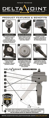 Icon Vehicle Dynamics 2007-2014 Toyota FJ Cruiser/2003-2024 Toyota 4Runner/2003-2023 Lexus GX Tubular Upper Control Arm w/ Delta Joint Kit