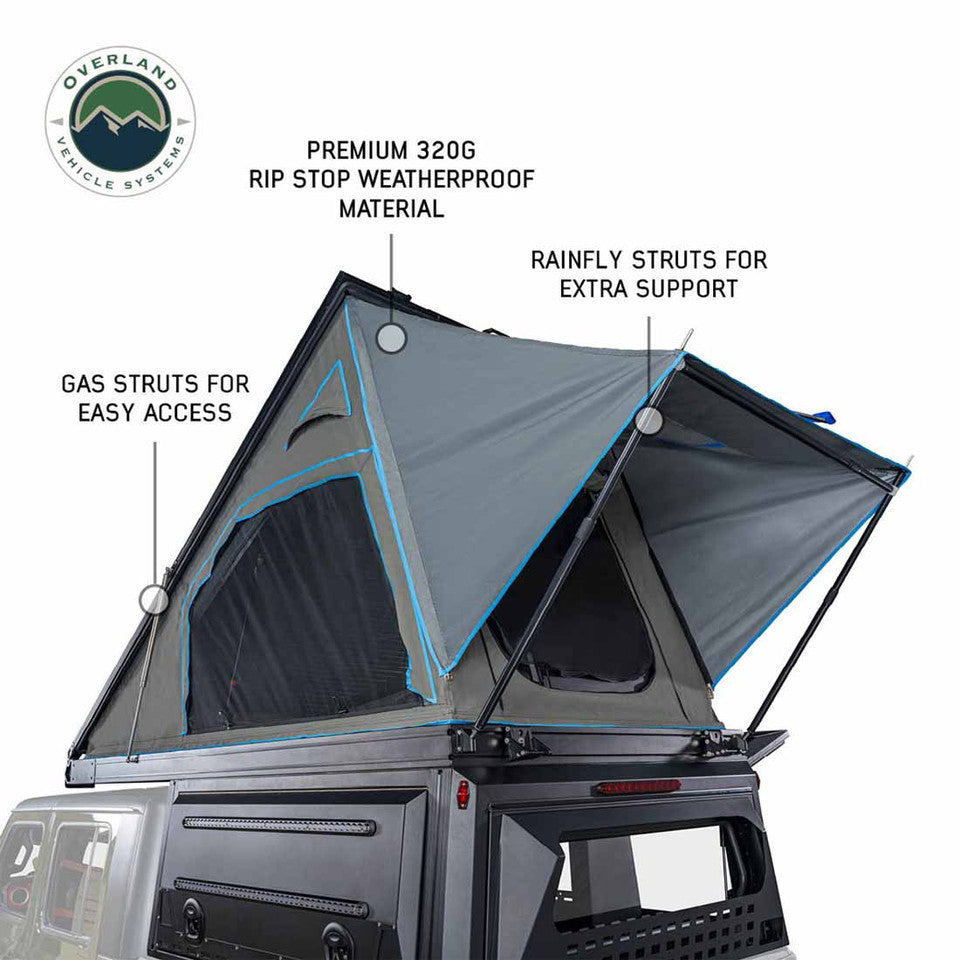 Overland Vehicle Systems MagPak - Camper Shell/Roof Top Tent Combo with Lights, Rear Molle Panel, Side Tie Downs, Front & Rear Windows