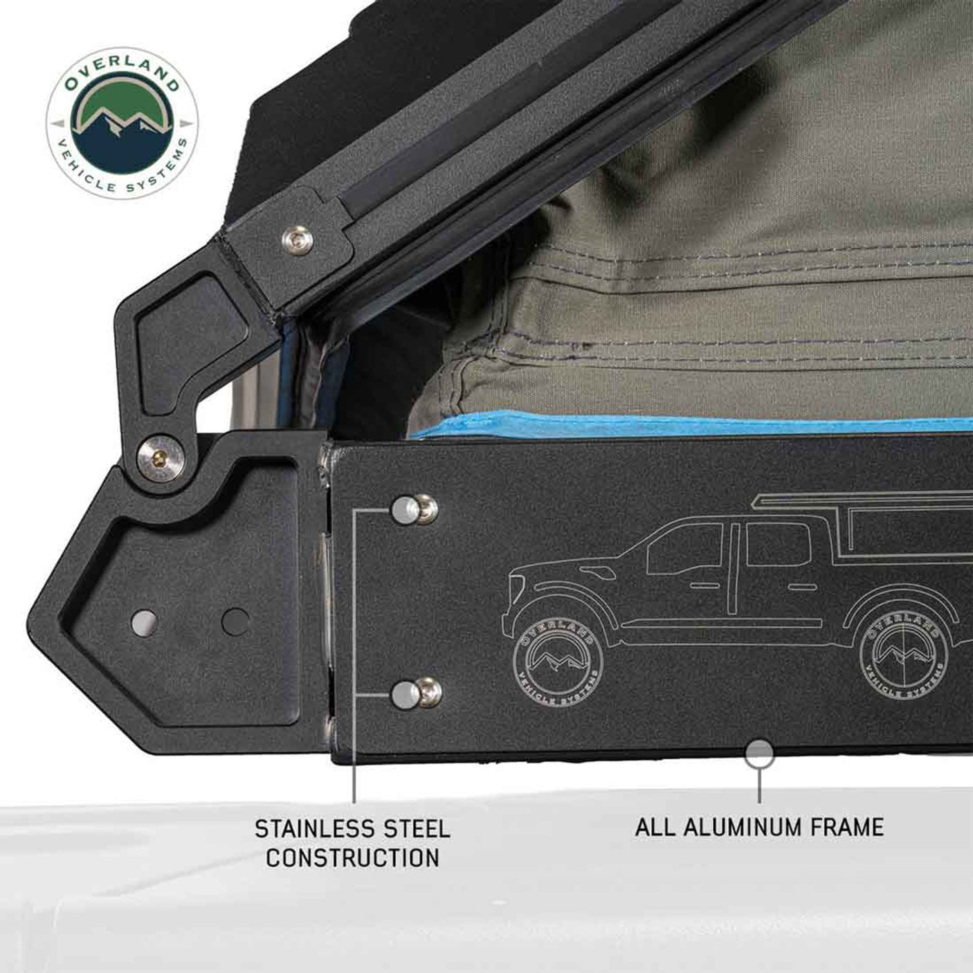 Overland Vehicle Systems MagPak - Camper Shell/Roof Top Tent Combo with Lights, Rear Molle Panel, Side Tie Downs, Front & Rear Windows