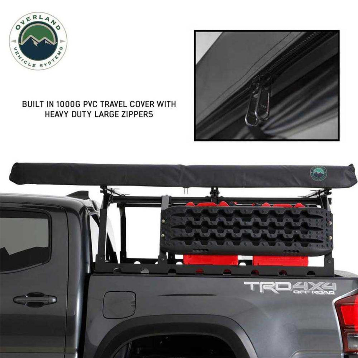 Overland Vehicle Systems HD Nomadic 2.0 - 6.5' Awning - Grey Body, Green Trim & Black Travel Cover