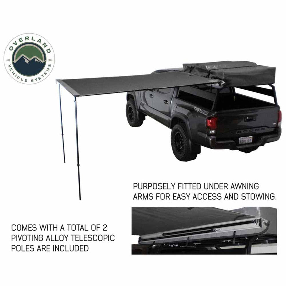 Overland Vehicle Systems HD Nomadic 2.5 - 8.0' Awning - Grey Body, Green Trim & Black Travel Cover