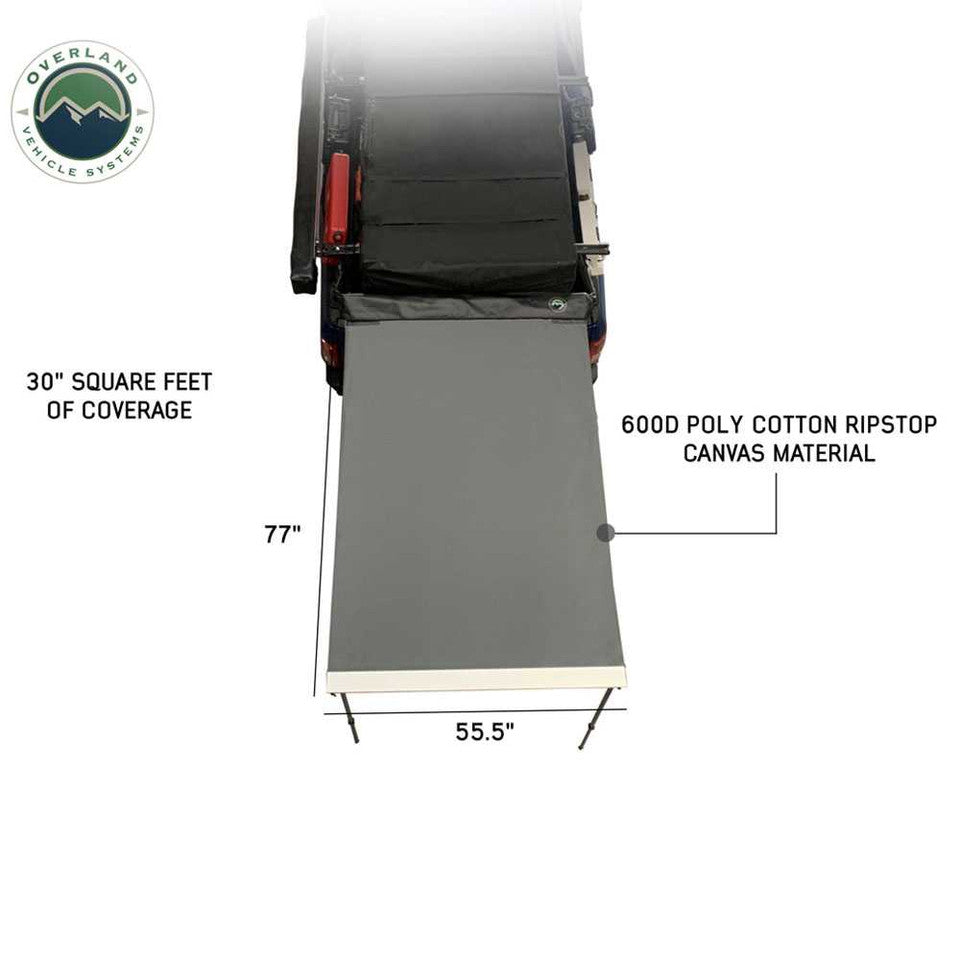 Overland Vehicle Systems HD Nomadic 4.5' Awning - Grey Body, Green Trim & Black Travel Cover