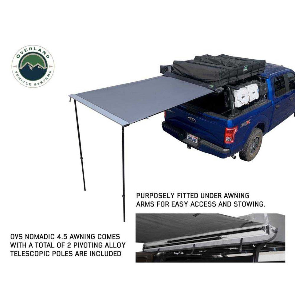 Overland Vehicle Systems HD Nomadic 4.5' Awning - Grey Body, Green Trim & Black Travel Cover