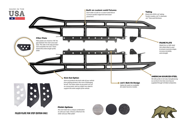 CALI RAISED LED 2014-2021 TOYOTA TUNDRA STEP EDITION ROCK SLIDERS