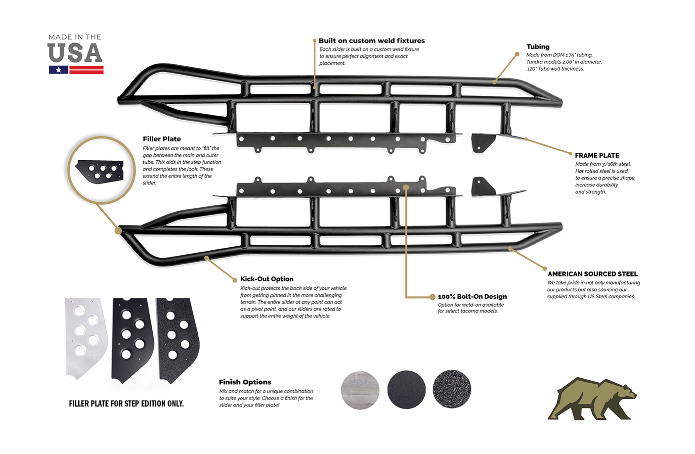 CALI RAISED LED 2014-2021 TOYOTA TUNDRA TRAIL EDITION ROCK SLIDERS