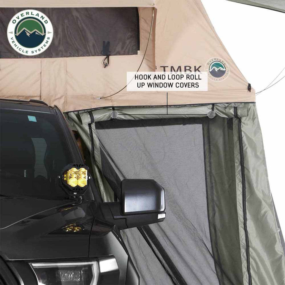 Overland Vehicle Systems LD TMBK Roof Top Tent Annex Green Base With Black Floor & Travel Cover