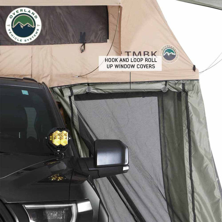 Overland Vehicle Systems LD TMBK Roof Top Tent Annex Green Base With Black Floor & Travel Cover