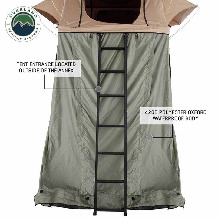Overland Vehicle Systems LD TMBK Roof Top Tent Annex Green Base With Black Floor & Travel Cover