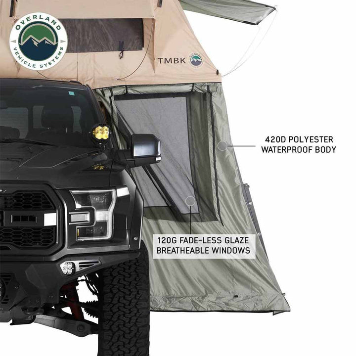 Overland Vehicle Systems LD TMBK Roof Top Tent Annex Green Base With Black Floor & Travel Cover