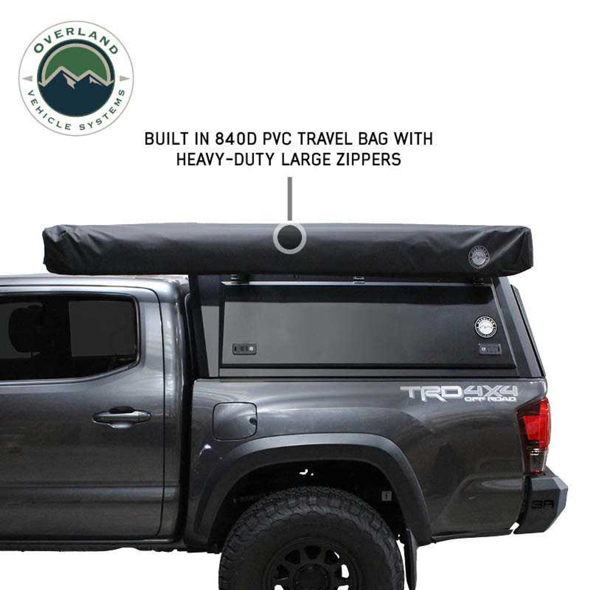 Overland Vehicle Systems XD Nomadic 270 Degree Awning W/Lights & Black Out - Black Body, Grey Trim & Black Travel Cover