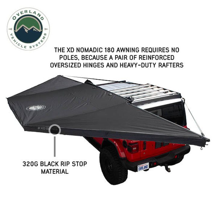 Overland Vehicle Systems XD Nomadic 180 - Awning, Universal, Black Body, Black Trim W/Black Travel Bag
