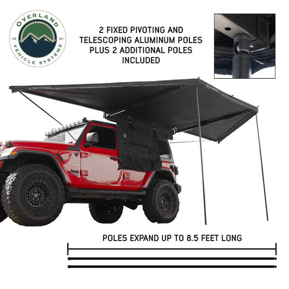Overland Vehicle Systems XD Nomadic 180 - Awning, Universal, Black Body, Black Trim W/Black Travel Bag