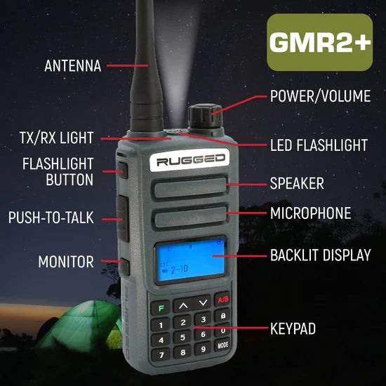 Rugged Radios Rugged GMR2 PLUS - GMRS / FRS Two Way Handheld Radio