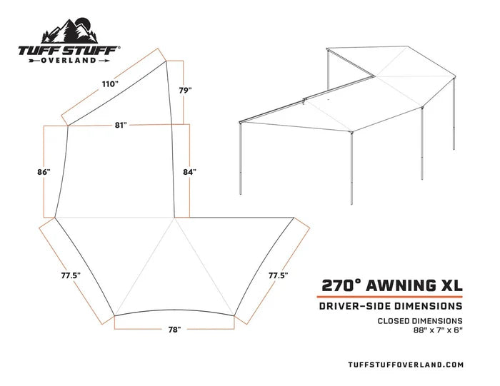 Tuff Stuff Overland 270 Degree XL Awning Driver Side