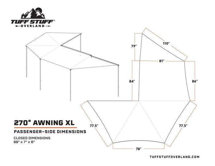 Tuff Stuff Overland 270 Degree XL Awning Passenger Side