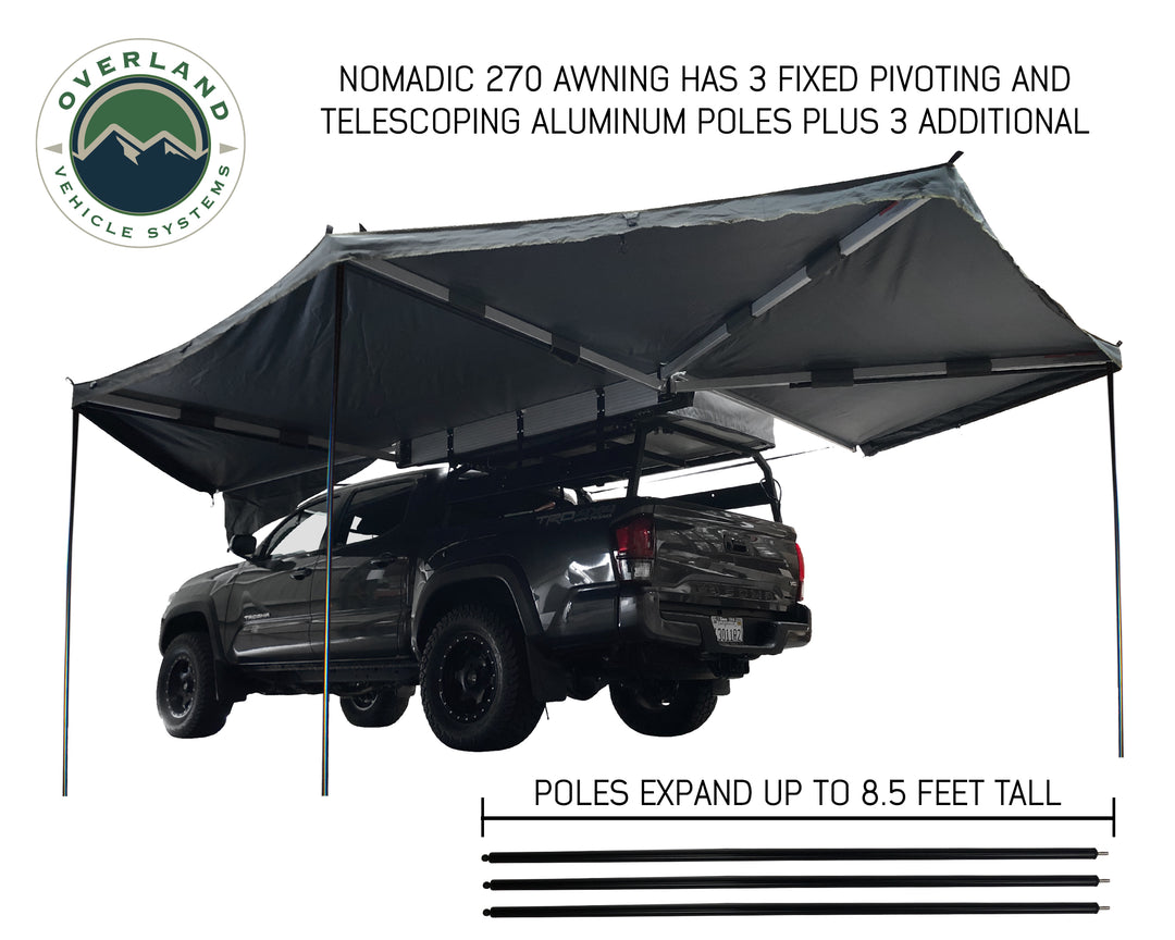 Overland Vehicle Systems HD Nomadic 270 Degree Awning - Driver Side - Dark Gray Awning with Black Cover