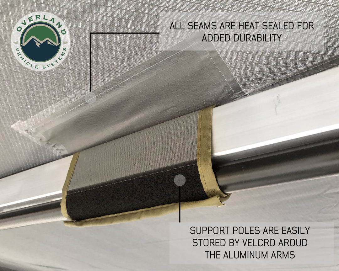 Overland Vehicle Systems HD Nomadic 270 Degree Awning - Driver Side - Dark Gray Awning with Black Cover