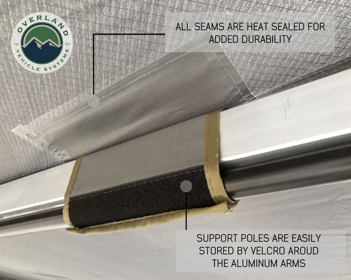 Overland Vehicle Systems HD Nomadic 270 Degree Awning - Driver Side - Dark Gray Awning with Black Cover