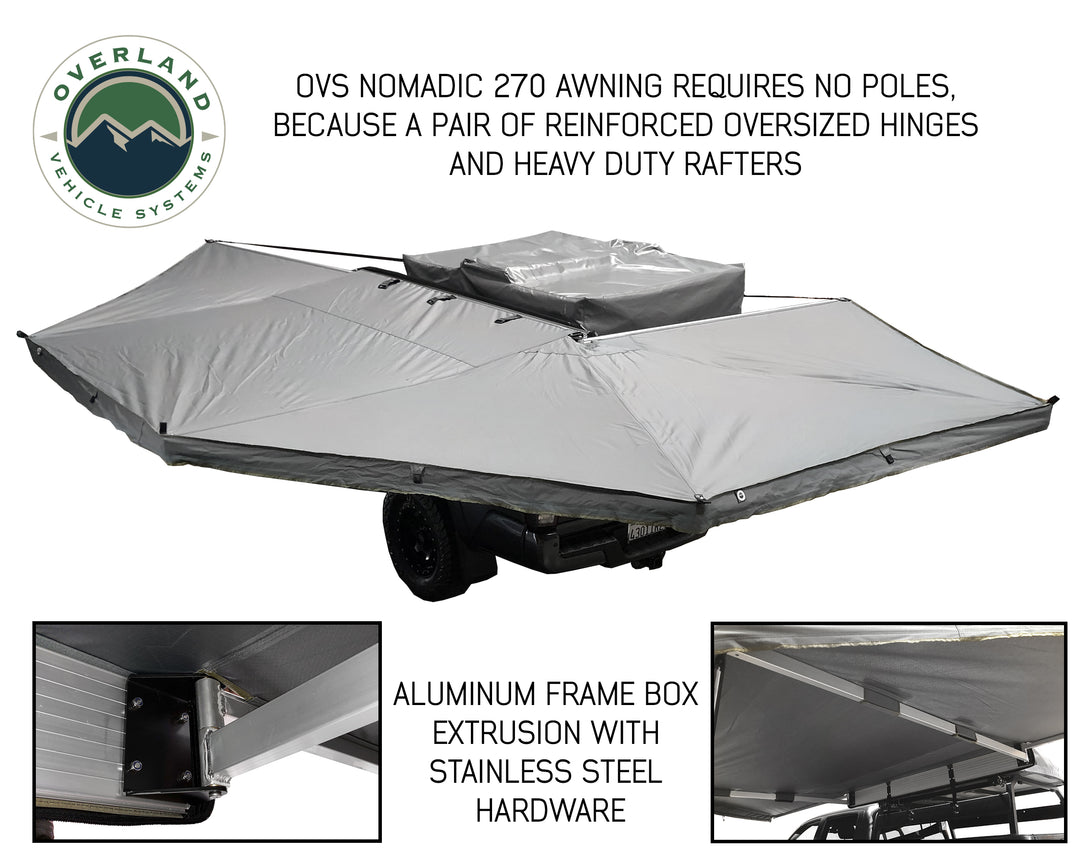 Overland Vehicle Systems HD Nomadic 270 Degree Awning - Driver Side - Dark Gray Awning with Black Cover