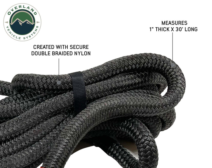 Overland Vehicle Systems Brute Kinetic Recovery Strap 1" X 30' With Storage Bag - 30% Stretch