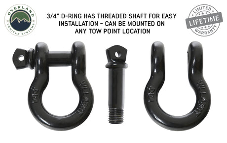 Overland Vehicle Systems Recovery Shackle 3/4" 4.75 Ton - Black