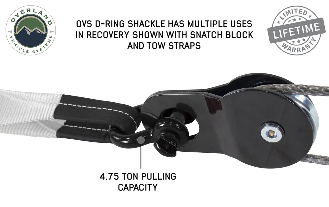 Overland Vehicle Systems Recovery Shackle 3/4" 4.75 Ton - Black