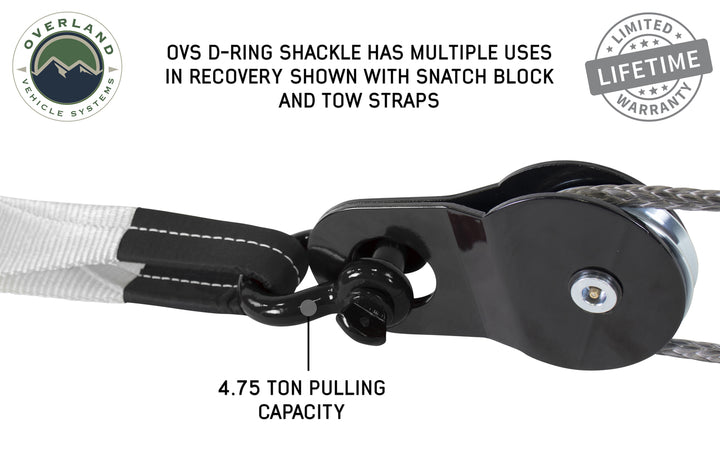 Overland Vehicle Systems Recovery Shackle 3/4" 4.75 Ton - Black