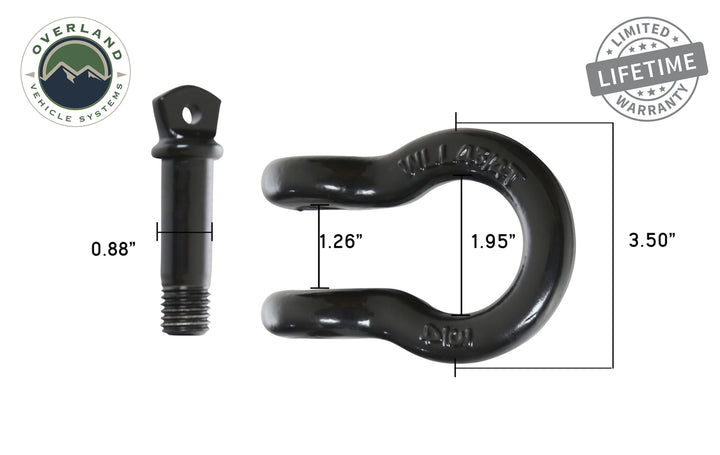 Overland Vehicle Systems Recovery Shackle 3/4" 4.75 Ton - Black