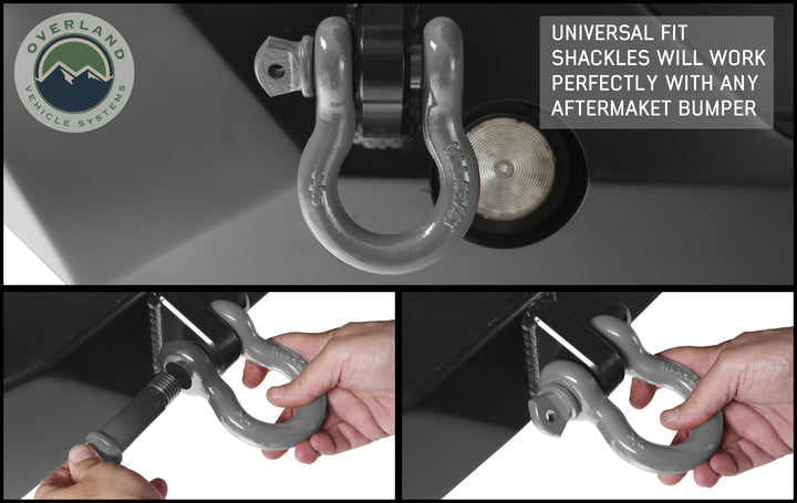 Overland Vehicle Systems Recovery Shackle 3/4" 4.75 Ton Grey - Sold In Pairs