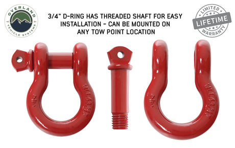 Overland Vehicle Systems Recovery Shackle 3/4" 4.75 Ton - Red