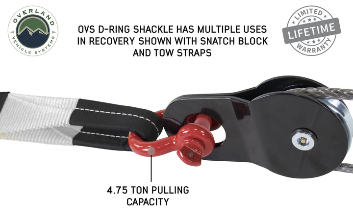 Overland Vehicle Systems Recovery Shackle 3/4" 4.75 Ton - Red