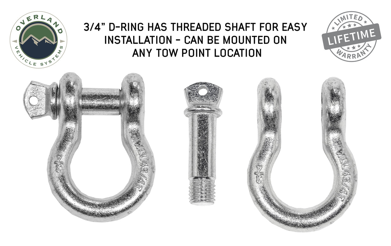 Overland Vehicle Systems Recovery Shackle 3/4" 4.75 Ton - Zinc