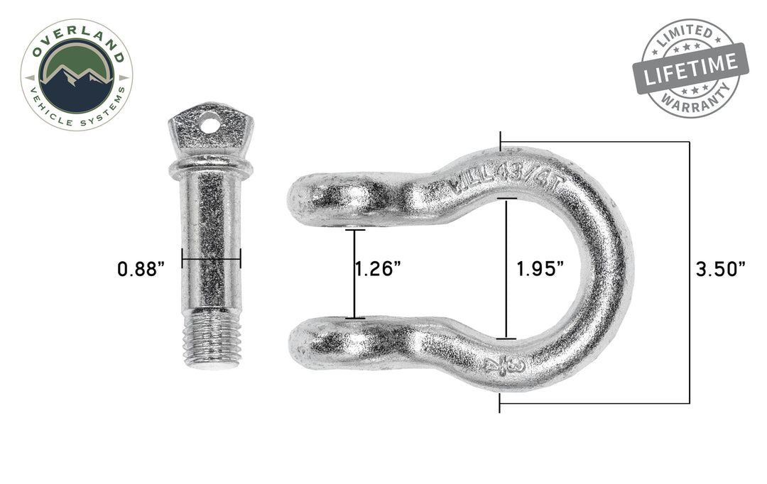 Overland Vehicle Systems Recovery Shackle 3/4" 4.75 Ton - Zinc