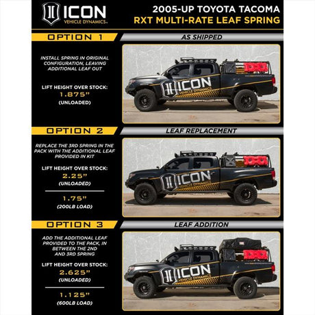 Icon Vehicle Dynamics 05-UP TACOMA MULTI RATE RXT LEAF PACK W/ ADD IN LEAF