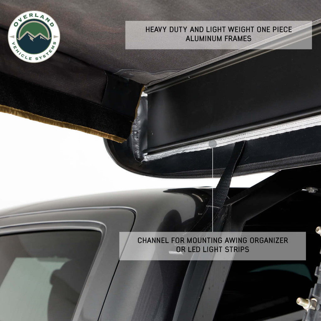 Overland Vehicle Systems HD Nomadic 270 LTE Awning - Passenger Side - Dark Gray with Black Travel Cover