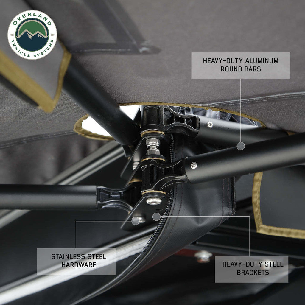 Overland Vehicle Systems HD Nomadic 270 LTE Awning - Passenger Side - Dark Gray with Black Travel Cover