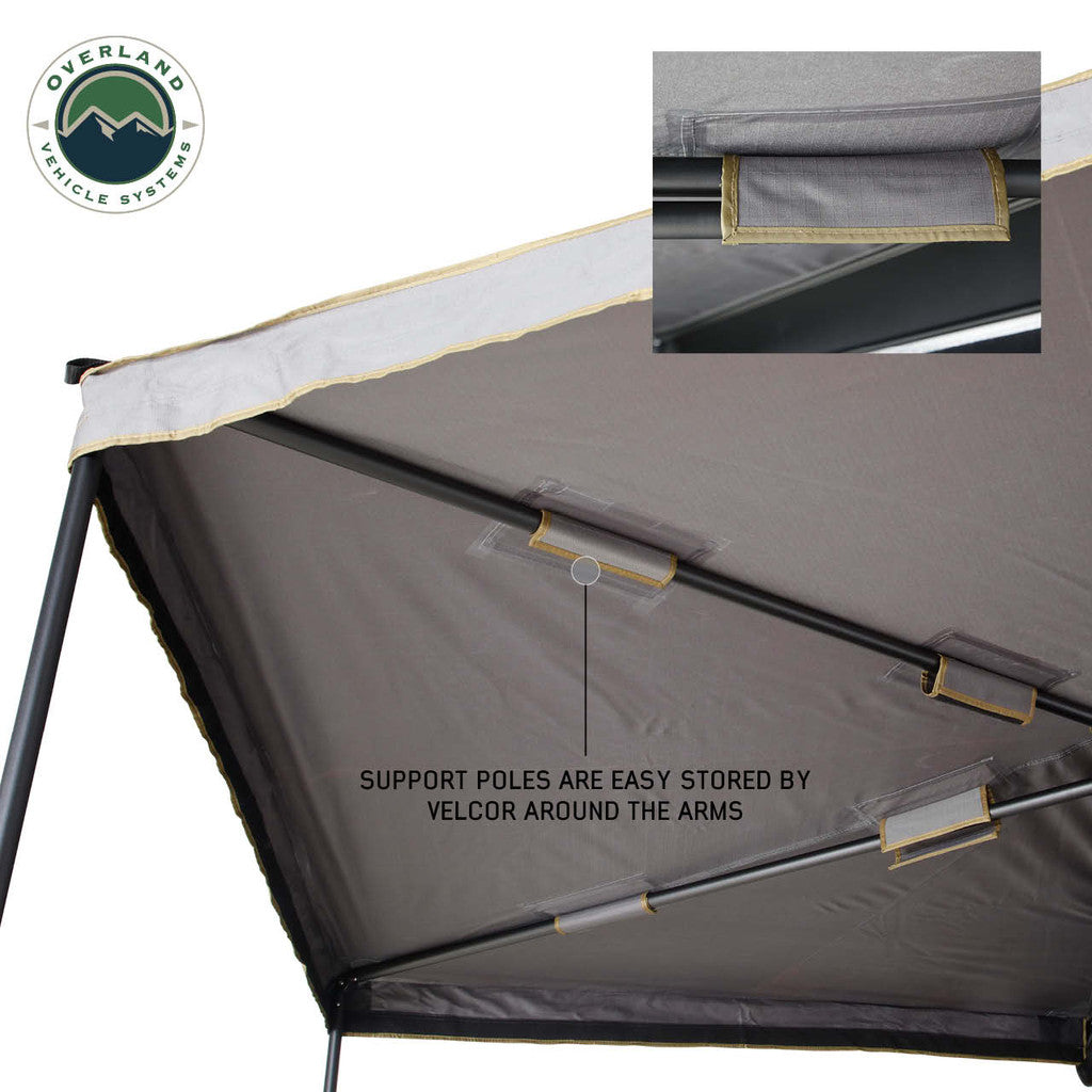 Overland Vehicle Systems HD Nomadic 270 LTE Awning - Passenger Side - Dark Gray with Black Travel Cover