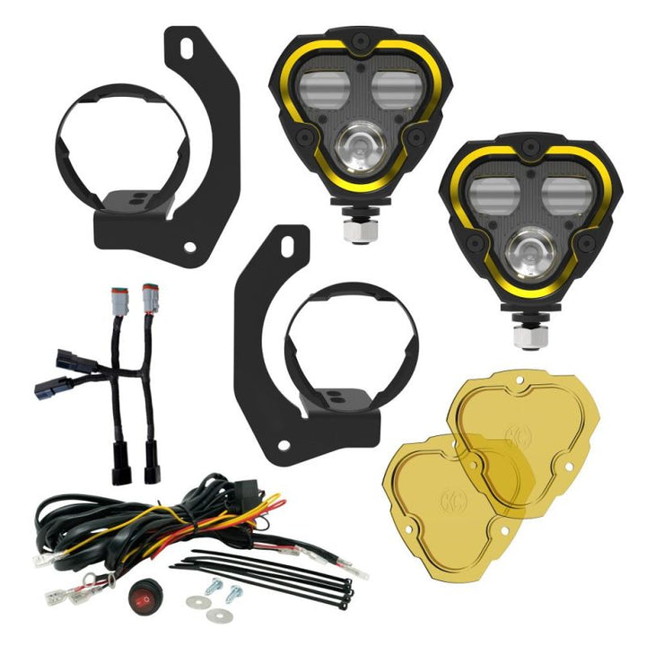 KC HILITES FLEX ERA® 3 Dual Mode SAE Fog Lights - 2-Light Master Kit - Jeep JK/JL/JT Steel Bumpers