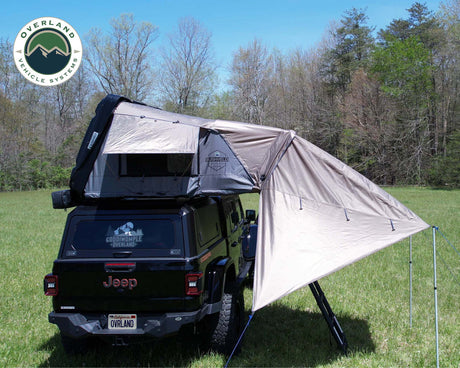 Overland Vehicle Systems Bushveld II Hard Shell Roof Top Tent Awning For 2-Person Tent