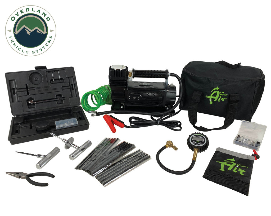 Up Down Air Air Compressor System 5.6 CFM, Digital Tire Deflator and 53 Piece Tire Repair Kit  Combo Kit