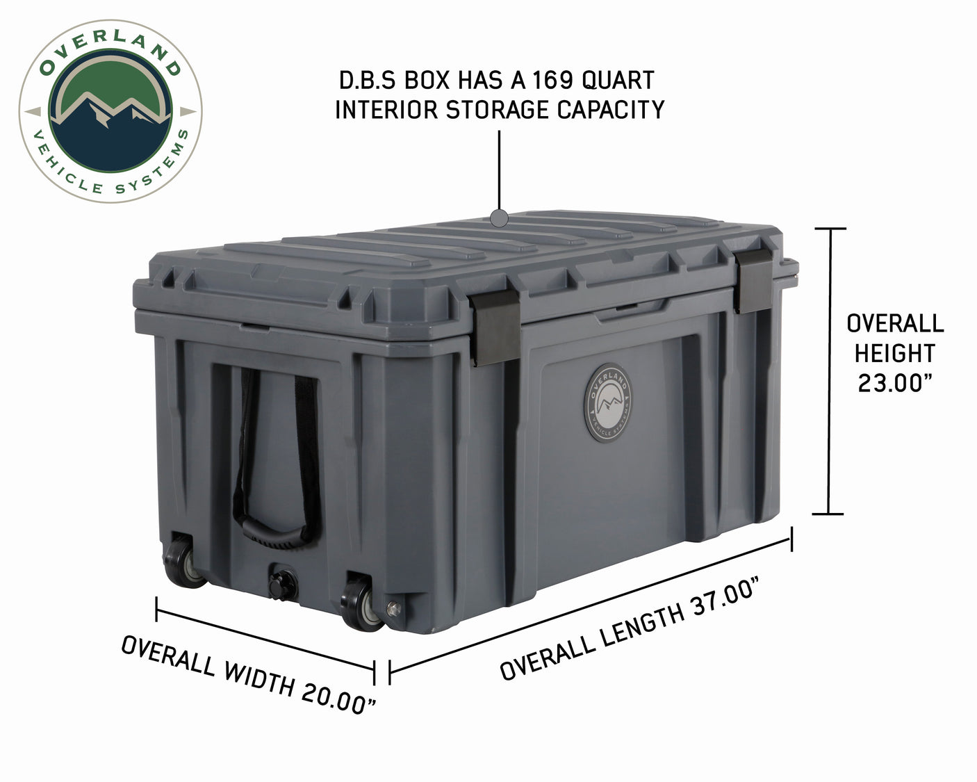D.B.S.  - Dark Grey 169 QT Dry Box with Wheels, Drain, and Bottle Opener