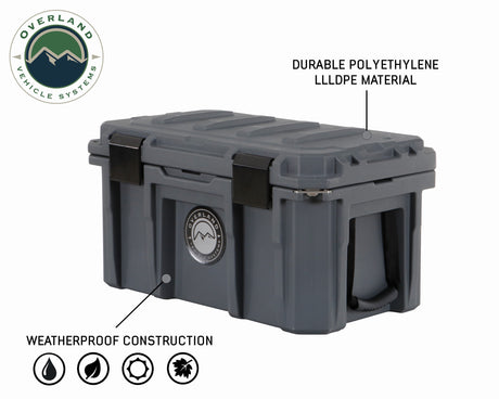 D.B.S.  - Dark Grey 53 QT Dry Box with Wheels, Drain, and Bottle Opener