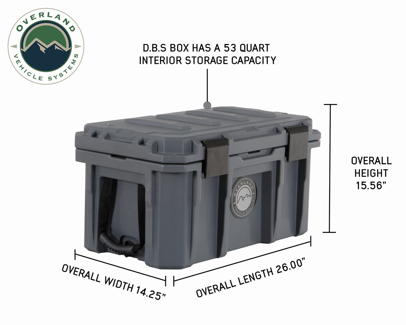D.B.S.  - Dark Grey 53 QT Dry Box with Wheels, Drain, and Bottle Opener