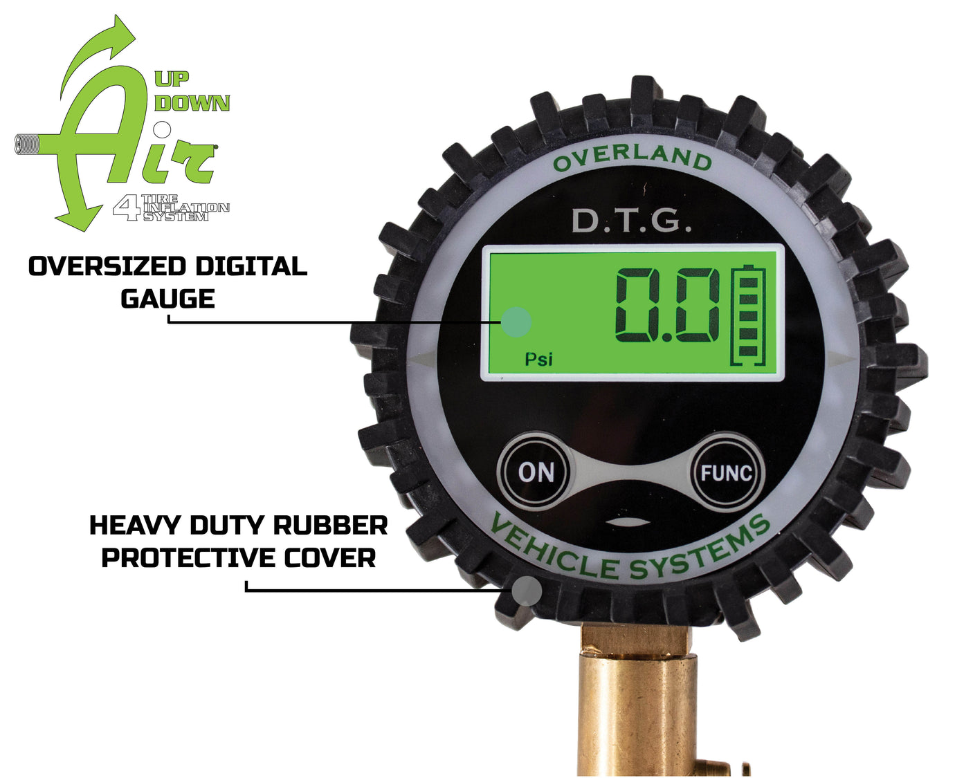 Up Down Air Digital Tire Gauge with Valve Kit & Storage Bag